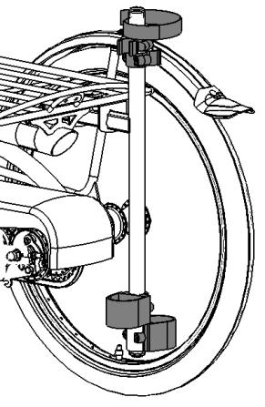 Deelbaar frame De fiets kan worden gedeeld in twee delen. [A] Om het frame op te delen: 1. Zet de fiets op de parkeerrem. 2. Verwijder de handgreep van het stuur.