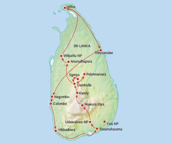 Rondreis SRI LANKA - 21 dagen Juweel van de Indische Oceaan Reiscode: Groepsgrootte: Aantal dagen: ISR 6-18 21 Uitgebreide routebeschrijving Route Welkom Het oude Ceylon staat voor een combinatie van