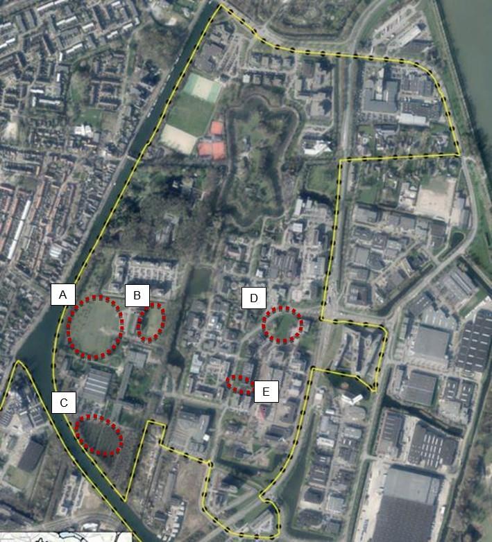 afbeelding 46: Locatie Nieuwegein Rijnhuizen (met rode stippellijn zijn de onbebouwde
