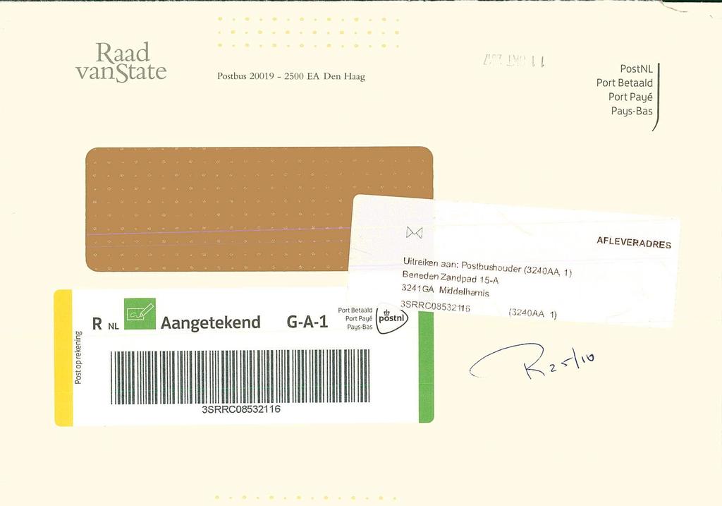 ------------- "- -"------- --------"----------- - - - '-----~--- Raad Postbus 20019-2500 EA Den Haag I' I ' l I PostNL Port Betaald Port Payé Pays-Bas.' " c-,. " " " '. _.._---"~-- - ~~ -~ ~_.