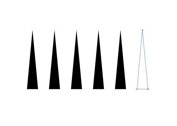 Maak een serie evenwijdige driehoeken met behulp van de Alt-drag, CMD + D techniek.
