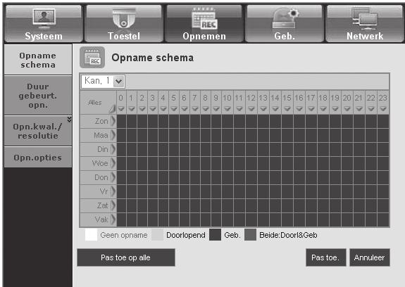 (pagina 50) Opnameschema Als u een opnameschema instelt voor een gegeven datum en tijd,