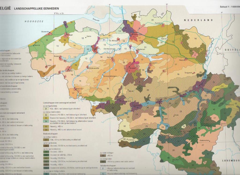 Kaart 4: Landschappelijke eenheden Bron: Van Hecke, E., Vanderhallen, D., Callemeyn, A.