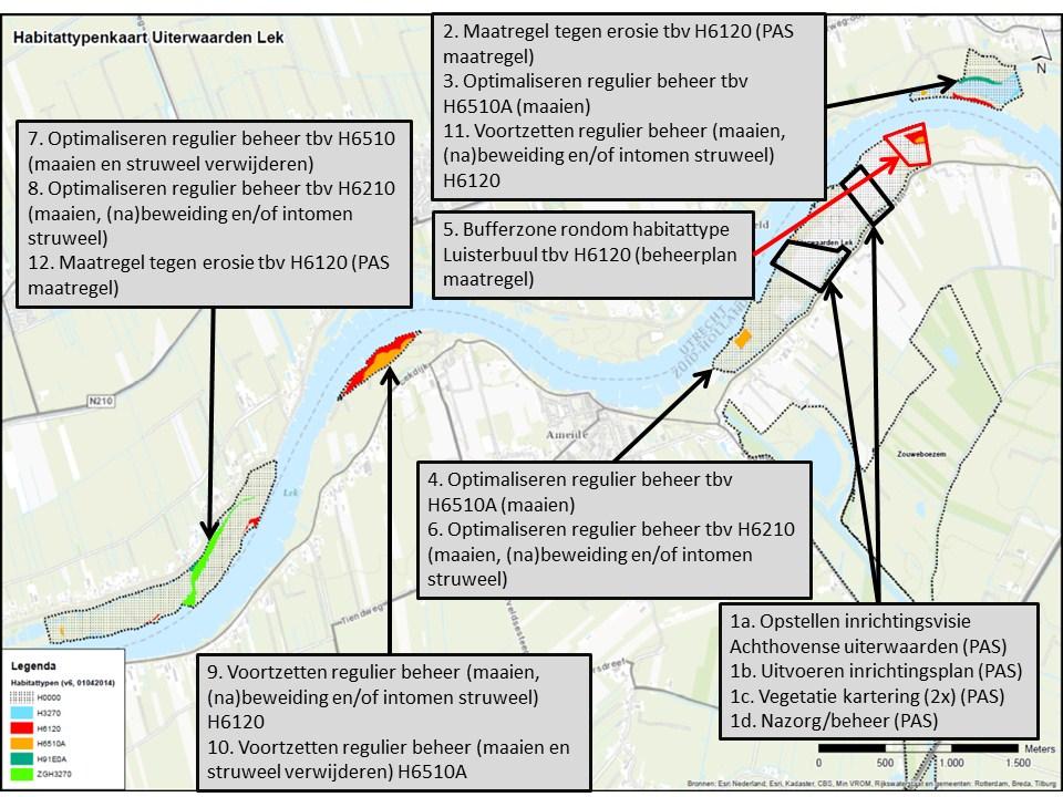 Figuur 4-1: Locatie maatregelen Uiterwaarden Lek Bijsturen maatregelen in Achthovens uiterwaarden In de loop van 2014 is een bodemonderzoek afgerond naar de potentiele effectiviteit van het