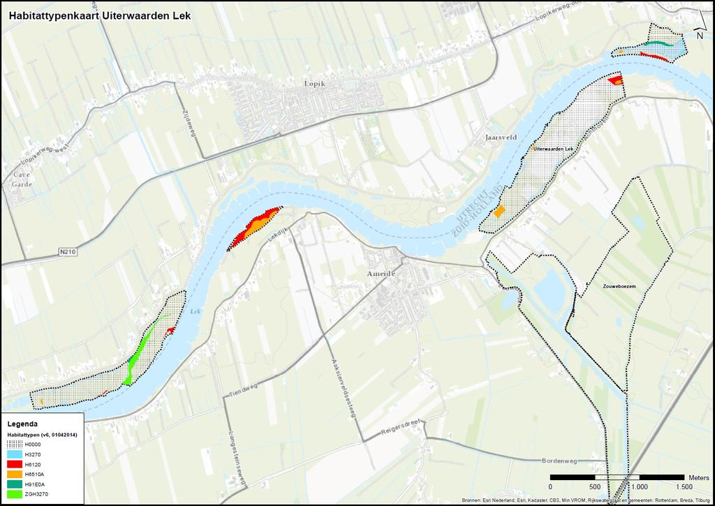 De meest recente en voor de PAS analyse gebruikte versie van de habitattypenkaart (figuur 1.1.) is van 1 april 2014.