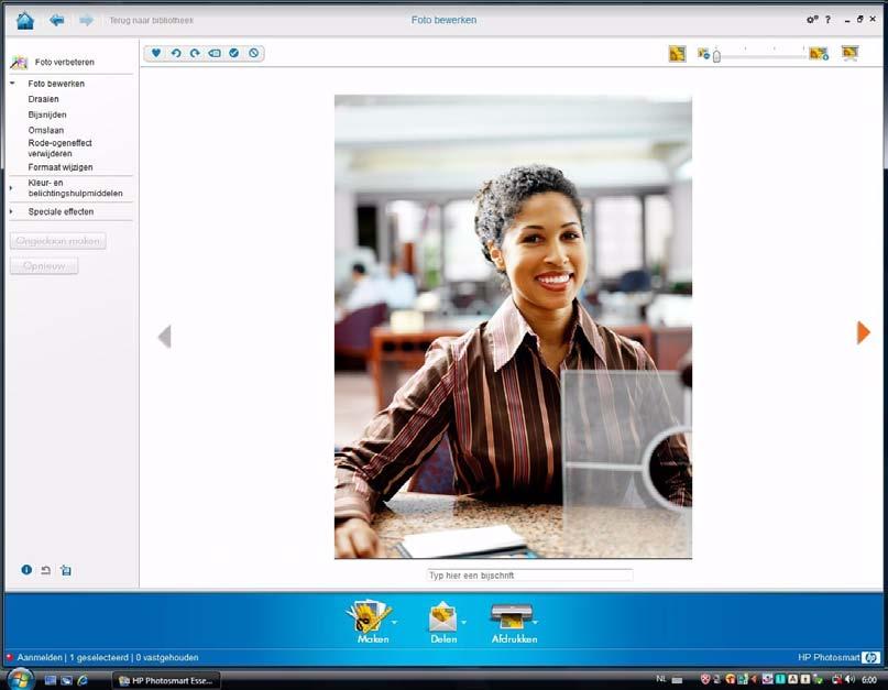 Foto s bewerken 1 Dubbelklik op Windows bureaublad op het HP Photosmart Essential -pictogram. 2 Klik op Bibliotheek weergeven.
