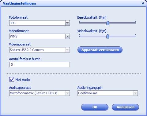 ) 3 Versleep de schuifregelaars om deze instellingen aan te passen: Helderheid Contrast Gamma Verzadiging Scherpte 4 Klik op Profiel opslaan. 5 Voer een naam voor het profiel in. 6 Klik op OK.