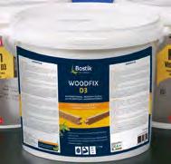 4.1 HOUTLIJM VERBINDINGSYSTEMEN WOODFIX D3 Het waterbestendig verlijmen van alle soorten geschaafd hard en zacht hout, hardboard, spaanplaat, MDF, triplex, multiplex.