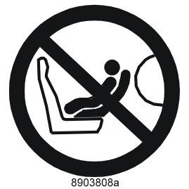 kinderzitje of op een verhogingskussen op de passagiersstoel, als de airbag (SRS)