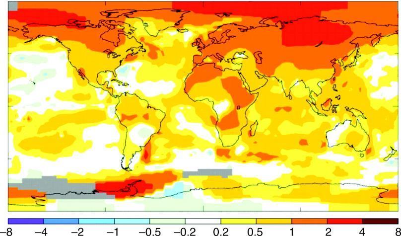 NASA, Verandering in lucht temperatuur van 1958 to 2008,