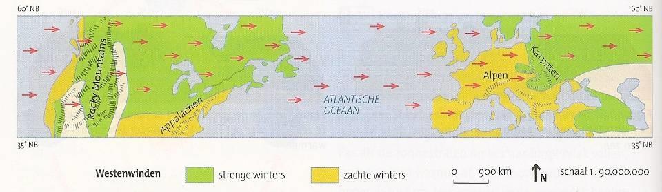 20 4-e-De ligging van gebergten; wel of niet in de luwte?. Figuur 18: De ligging van gebergten; wel of niet in de luwte? 13-Bestudeer B40. Welk gebergte ligt er tussen de volgende klimaatgebieden?