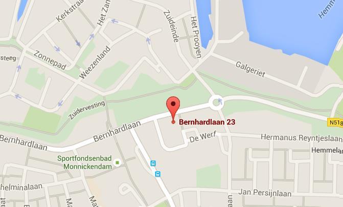 De locatie Vanaf het schooljaar 2014-2015 zijn wij gehuisvest in onze tijdelijke huisvesting aan de Bernhardlaan 23 in Monnickendam, gemeente Waterland.