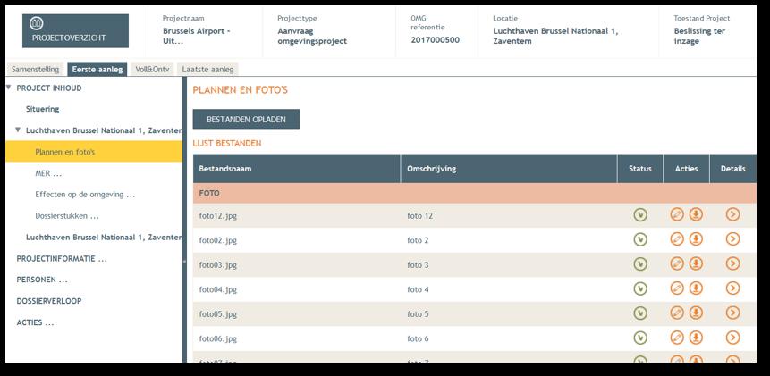 Wil je het dossier niet stap voor stap doorlopen maar verkies je een samenvatting? Dan klik je bij project inhoud op genereer rapport. Ook de plannen kunnen daar in bulk gedownload worden.