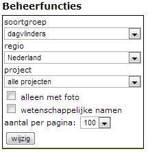 2.2 Een selectie maken Linksboven in beeld kunt u een selectie maken van waarnemingen die u wilt beoordelen. Het menu land staat standaard op Nederland.