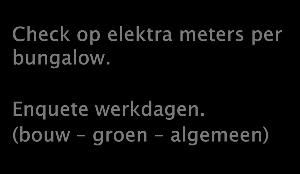 Check op elektra meters per bungalow.