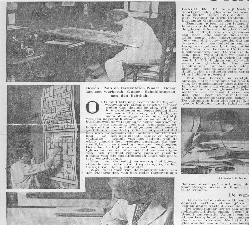 Diversen: Krantenartikel 1939 In dit krantenartikel wordt het werk van een glasatelier