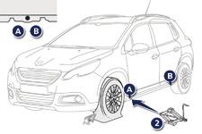 Praktische informatie Demonteren van het wiel Stilzetten van de auto Zet de auto op een plaats waar het verkeer niet gehinderd wordt en zorg ervoor dat de auto op een horizontale, stabiele en stroeve