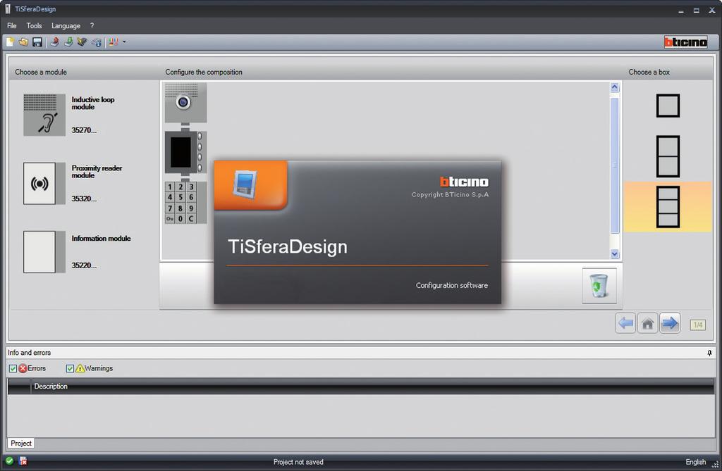 4 Configuratie met software 4.1 Software TiSferaDesign Module display Sfera Met behulp van de meegeleverde software TiSferaDesign kunt u alle configuraties verrichten.