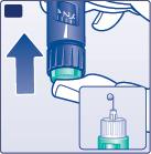 G Controleer altijd of er een druppel verschijnt aan de naaldpunt voordat u injecteert. U weet dan zeker dat de insuline doorstroomt.