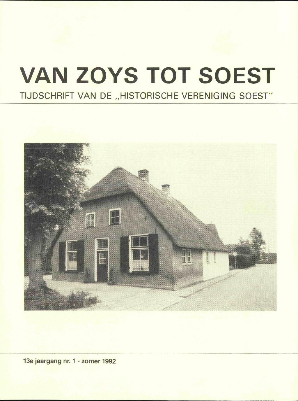 VAN ZOYS TOT SOEST TIJDSCHRIFT VAN DE HISTORISCHE