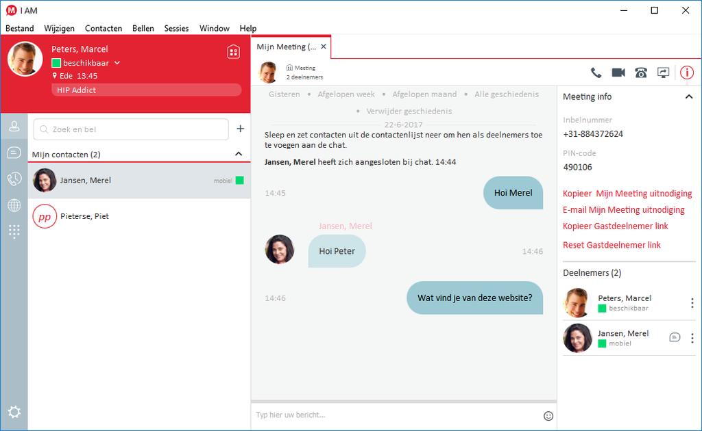 groepsgesprekken, video-conferencing en het delen van uw desktop (niet via