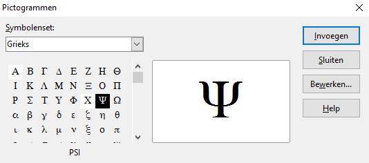 Griekse tekens De opmaaktaal gebruiken Griekse tekens worden vaak gebruikt in formules, maar Griekse tekens kunnen niet in een formule worden ingevoegd met het Elementenpaneel of met het contextmenu.