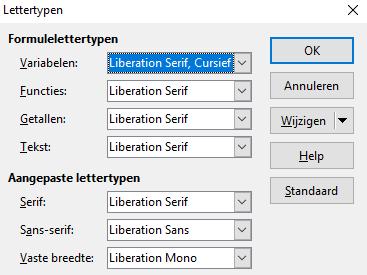 4) Als het gewenste lettertype niet in de keuzelijst voor komt, klik dan op Wijzigen en kies de gewenste optie in het contextmenu om een volgend dialoogvenster Lettertypen te openen.