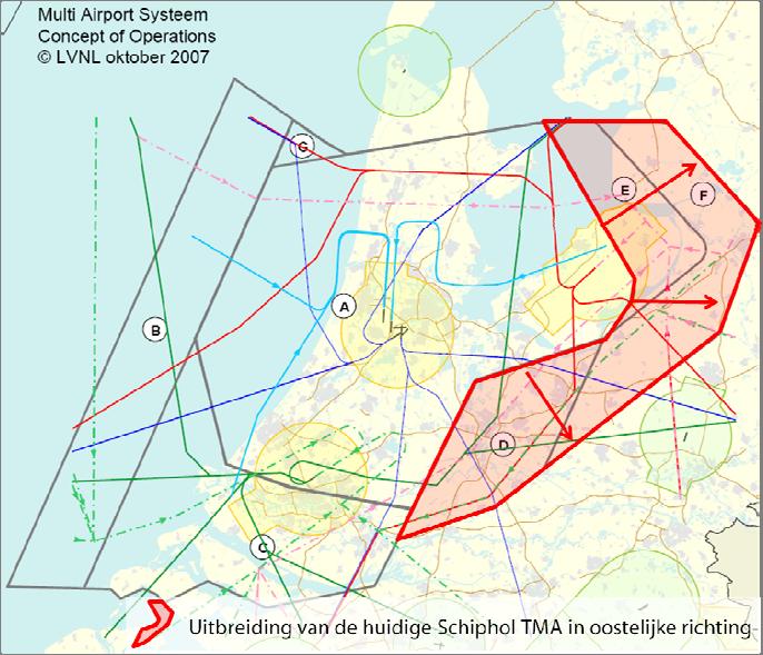 De gevolgen voor het ATM-systeem zijn op de volgende manier beschreven: De gevolgen voor het relevante luchtruim, de Schiphol TMA; De gevolgen voor de ligging van de vliegroutes van en naar Lelystad,