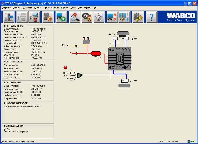 WABCO systeemdiagnose De interface van de Diagnostic Software is zeer overzichtelijk en duidelijk opgebouwd.