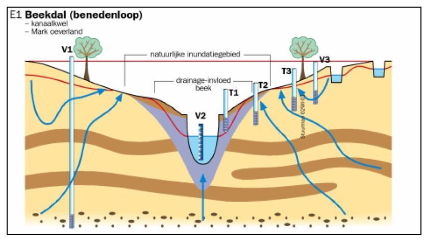 Pagina 62 van 110 Figuur 6.3: Aanpak lange termijn: voorbeeld van de uitwerking van de monitoringsystematiek in een beekdal (Provincie Noord-Brabant 2002) 7.