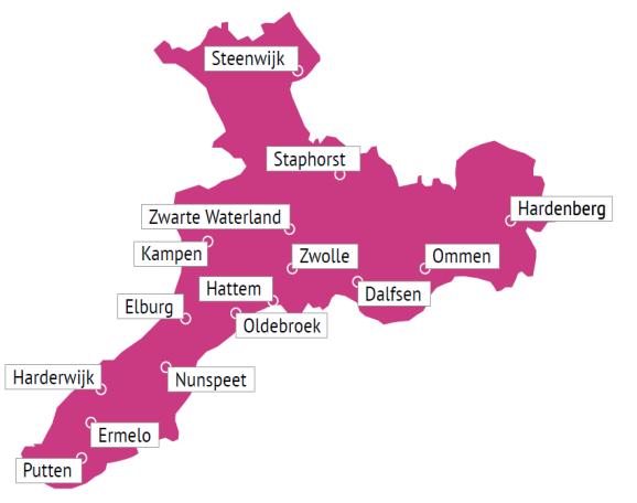 Regioanalyse regio Zwolle Wat is kenmerkend voor de zorgkantoorregio algemeen? De zorgkantoorregio Zwolle betreft 15 gemeenten met totaal bijna 550.