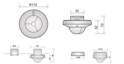 sensoren - Plafond opbouw Aanwezigheiddetector Plafond Deze PLFUNI-PIR/30D2 aanwezigheiddetector is een super allrounder om verlichting in kantoren, zalen, magazijnen, scholen, congrescentra, gangen