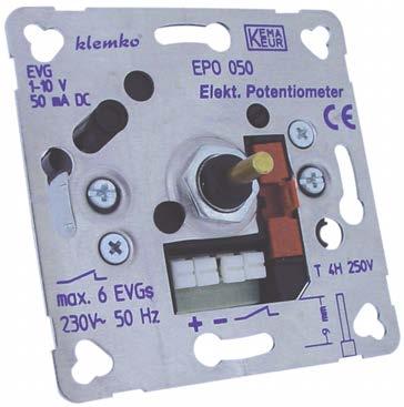 Muur inbouw -0 V Potentiometer electronisch als muur sokkel -0V +schakelaar met montage klauwen ART.NR. 87740 Type dimming -0 V Stuurstroom (ma) 50 Nom.