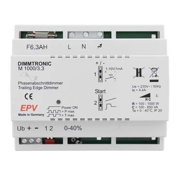 DIN Rail Phase afsnijding Dinraildimmer phase afsnijding 000W dimbaar via -0V controller of via pulstasters ART.NR. 879200 Type dimming Phase afsnijding Nom.