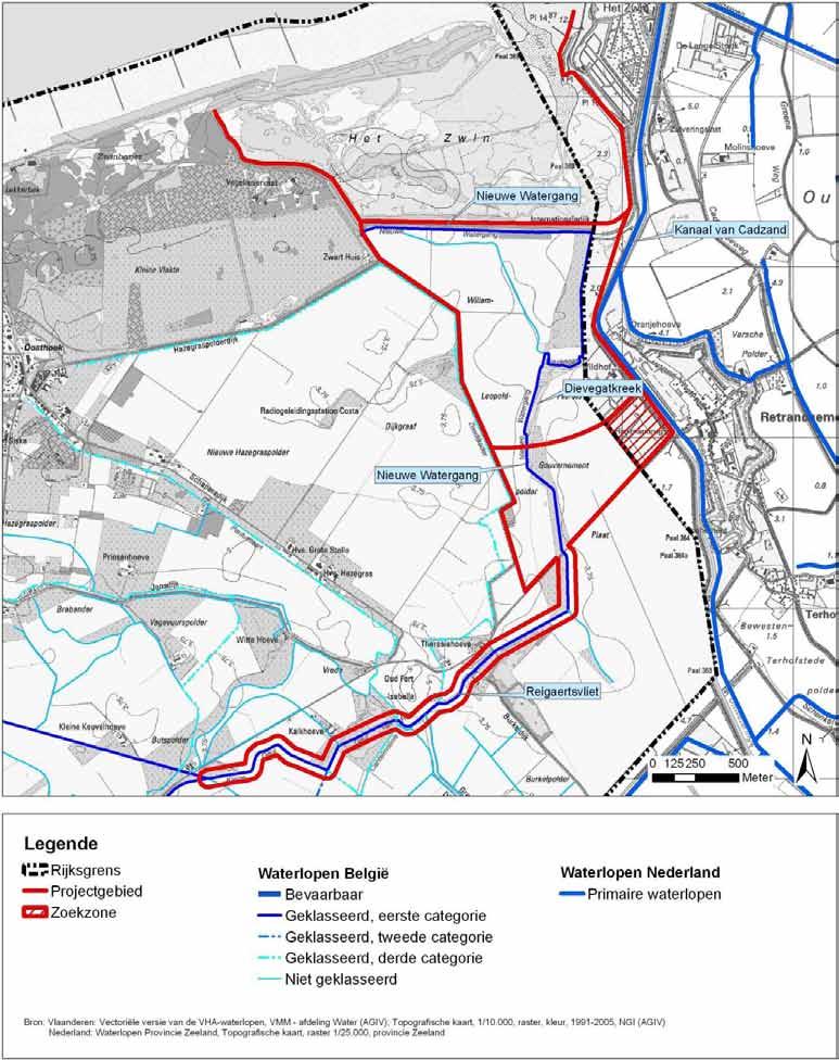 Figuur 15: Waterlopen in het studiegebied De Vlaamse Hydrografische Atlas vermeldt Kleine Geule voor de waterloop stroomopwaarts van de samenvloeiing van de Isabellavaart