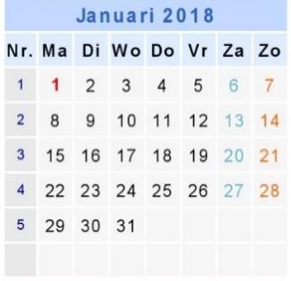 Schooljaar 2017-2018 Kerst, 22 december 2017 Kalender: 25 dec-7 jan Kerstvakantie 30 dec Scholenzeskamp In de eerste week na de