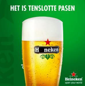 Tijdens Pasen kwam Heineken met onderstaand bericht. Zoals u kunt zien heeft de biergigant ook een ei verstopt.