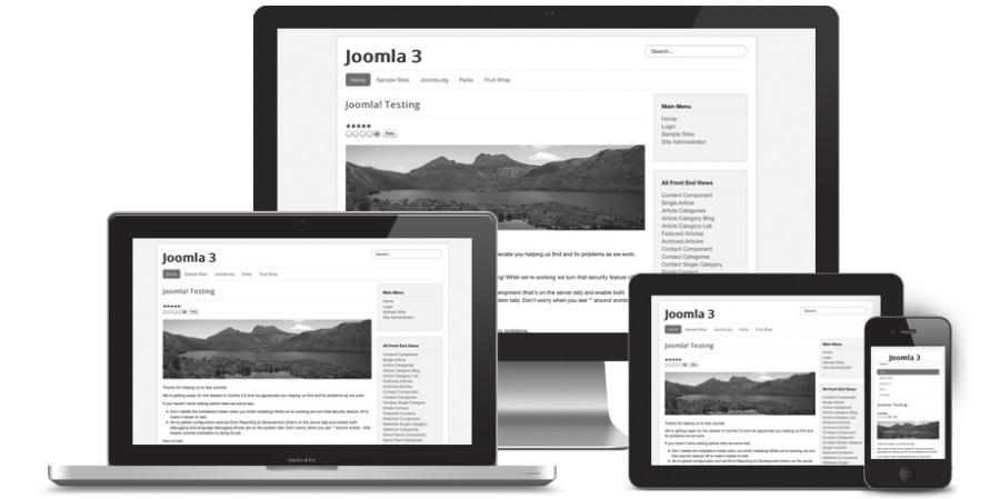 1 Inleiding 3 Figuur 1.1: Websites gemaakt met Joomla 3 zijn geschikt voor elk apparaat Revisies bijhouden Als je een artikel wijzigt,houdt Joomla de wijzigingen bij.