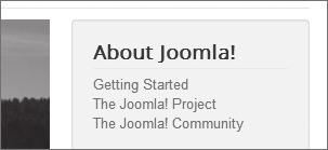 9 Gebruikersbeheer: gebruikers laten inloggen 125 Figuur 9.14: De link Using Joomla! is onzichtbaar.