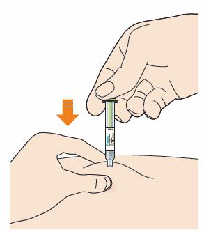 Trek de naald uit de huid met dezelfde hoek als waarmee u hem erin heeft gestoken. Wrijf na de injectie niet over de huid.