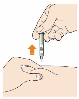 Doe het grijze naalddopje er niet weer op. Gebruik de injectiespuit niet opnieuw.