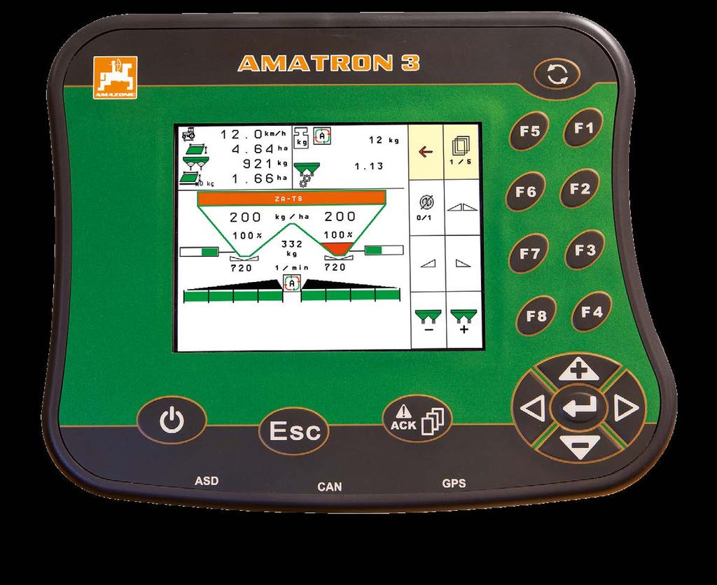 ZA-TS en ZG-TS AMATRON 3 De ISOBUS-terminal voor alle functies AMATRON 3 De computer beschikt over een opdrachtregistratie (Task Controller) en een koppeling aan de automatische perceelsgebonden