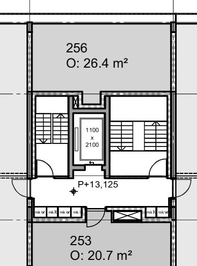vloeroppervlak met minimum 2 dm3/s GO oppervlakte gemeenschappelijke verkeersruimte Vloeroppervlakte liftschacht Posities