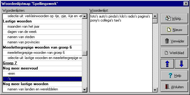 Invoeren woordenlijsten 29 Wijzig Op het scherm verschijnt een meer uitgebreide tekstverwerker met de geselecteerde woordenlijst. U kunt nu alle nodige wijzigingen aanbrengen en daarna op OK klikken.