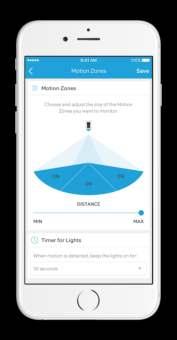 Selecteer Bewegingszones (Motion Zones) Stel de zones in waar de camera moet worden geactiveerd en waar de lampen 's nachts ingeschakeld moeten worden.