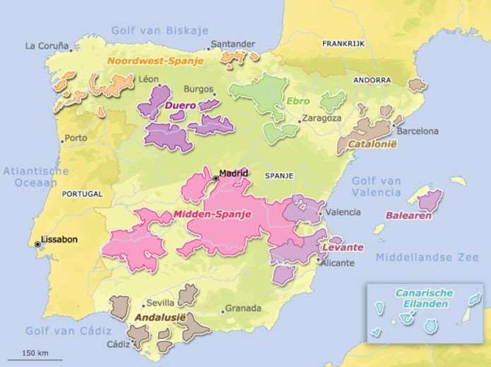 Wijnregio's Noordwest-Spanje Duero vallei Ebro vallei Levante-Balearen Midden-Spanje