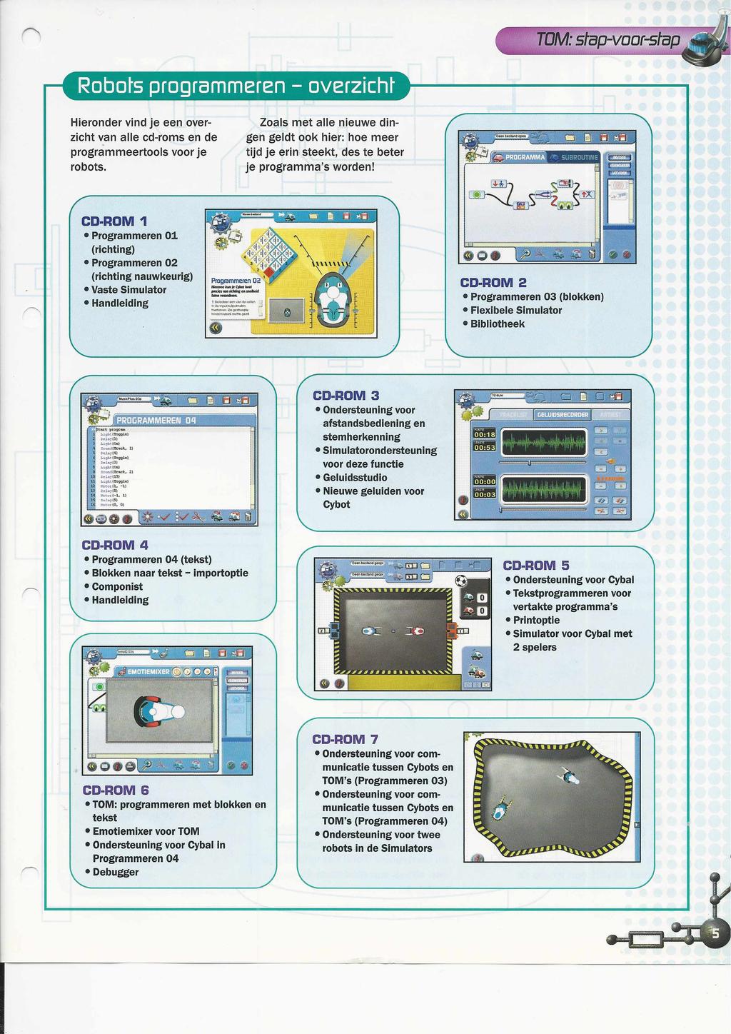 Robote programmeren - overzichf Hieronder vind je een overzicht van alle cd-roms en de programmeertools voor je robots.