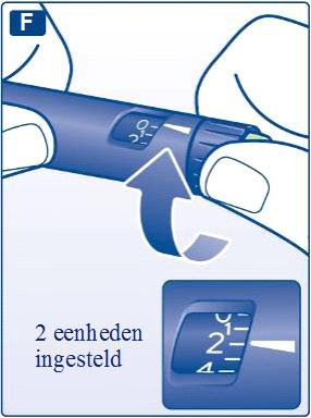 Controle van de insulinestroom Bij normaal gebruik kan er vóór elke injectie wat lucht in de patroon terechtkomen.