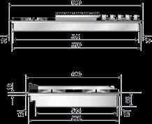 Dimensione foro incasso: 860 x 490 BORETTI TECHNIEK KOOKPLATEN BIK 38 380 TECHNISCHE LIJNTEKENINGENCARATTERISTICHE GENERALI Robuste griglie in ghisa Accensione elettrica integrata nella manopola BGKN