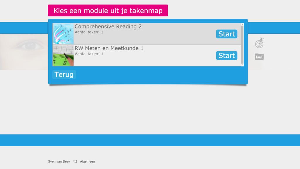 Zolang de takenmap actief is voor de leerling kan hij/zij geen andere toetsen of oefeningen doen dan deze taken 8. Muiswerk werkt nu niet adaptief, u bent voor 100% de baas.